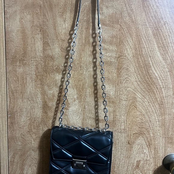 Michael Kors serena flap Black Quilted shoulder and Crossbody Bag  Chain Strap - Picture 12 of 14